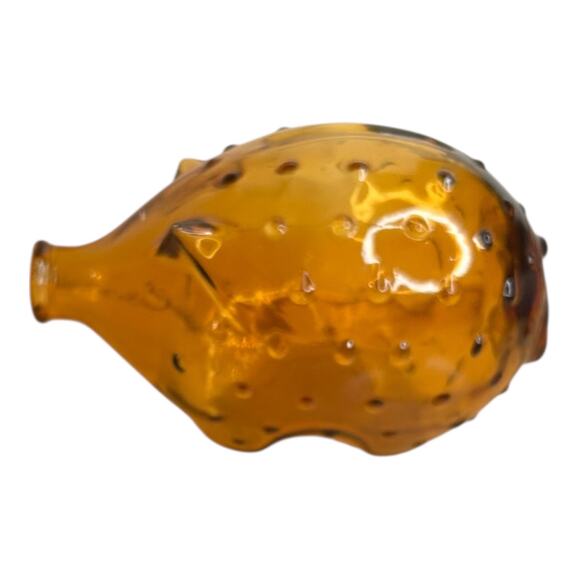 Vintage Mid Century Holmegaard Amber Glass Hobnail Piggy Bank Jacob Bang - Picture 2 of 3